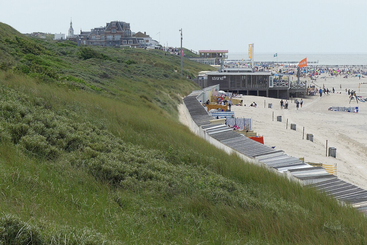 Duinen met helmgras en het strand van Domburg